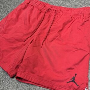 Jordan Swim Trunks Men's Large Red‎ Board Shorts Drawstring Back Pocket Jumpan